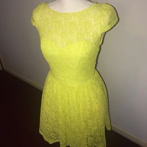 Asos Chartreuse lace dress size 6